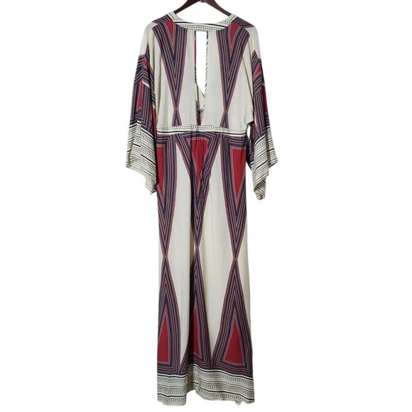 Lulus Montecito Dress XL Cream Print Maxi Plunging Neckline Vacation Boho - Picture 6 of 7